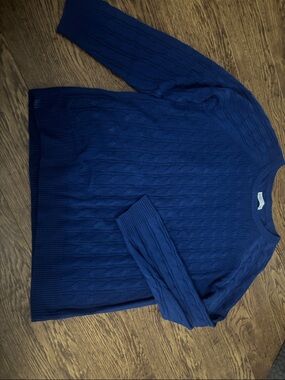 Women's Cable Knit Crewneck Sweater - Navy